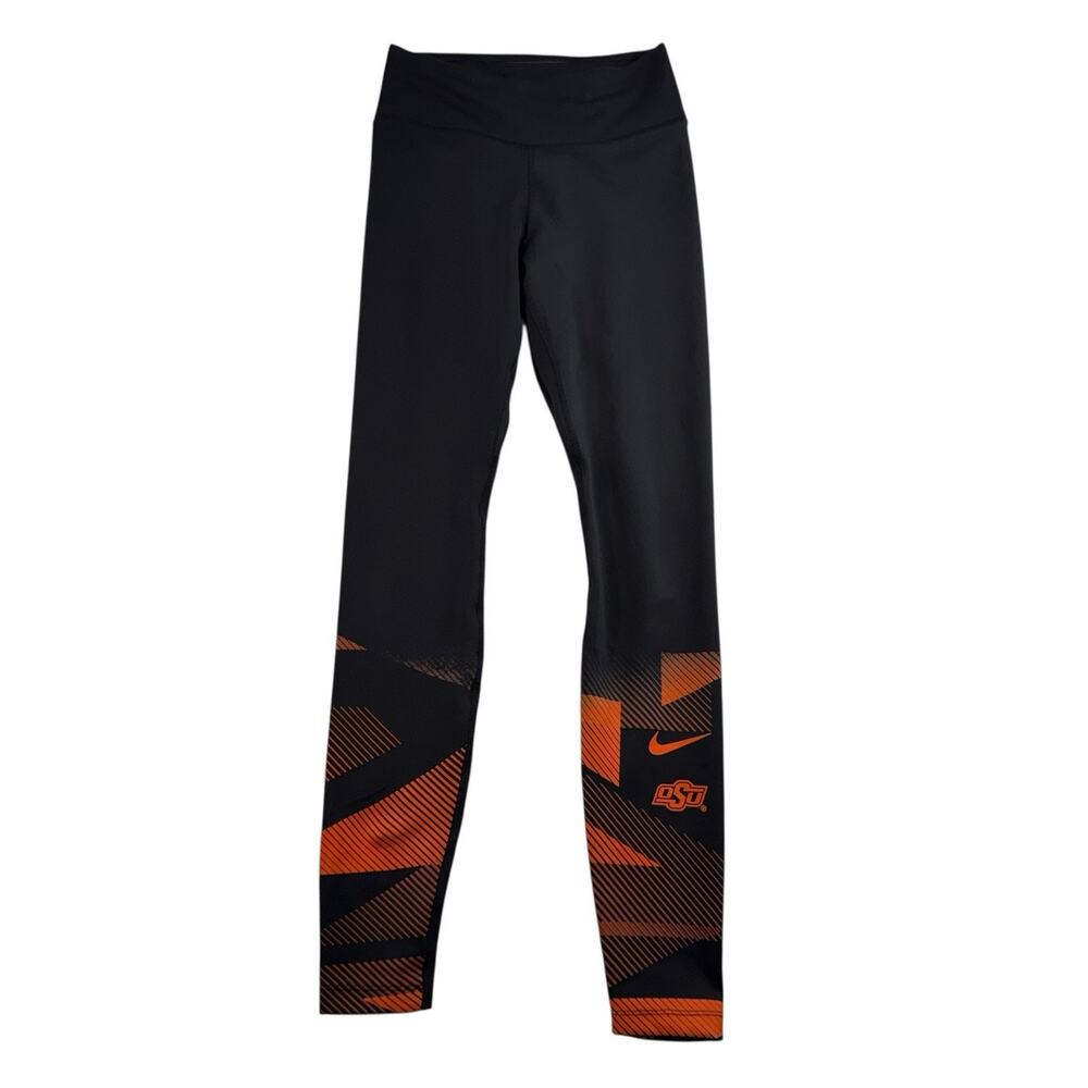 Nike‎ S Small Leggings OSU Oklahoma State College Pants Athletic Black Orange